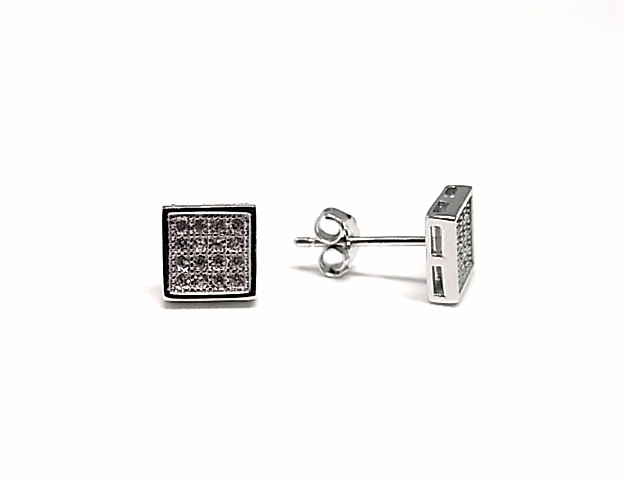Pendientes de Plata rodiada con circonitas micro